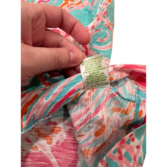 Lilly Pulitzer T-shirt Dress Jellies Be Jammin Blue Pink Cotton Women’s Small - Picture 4 of 5